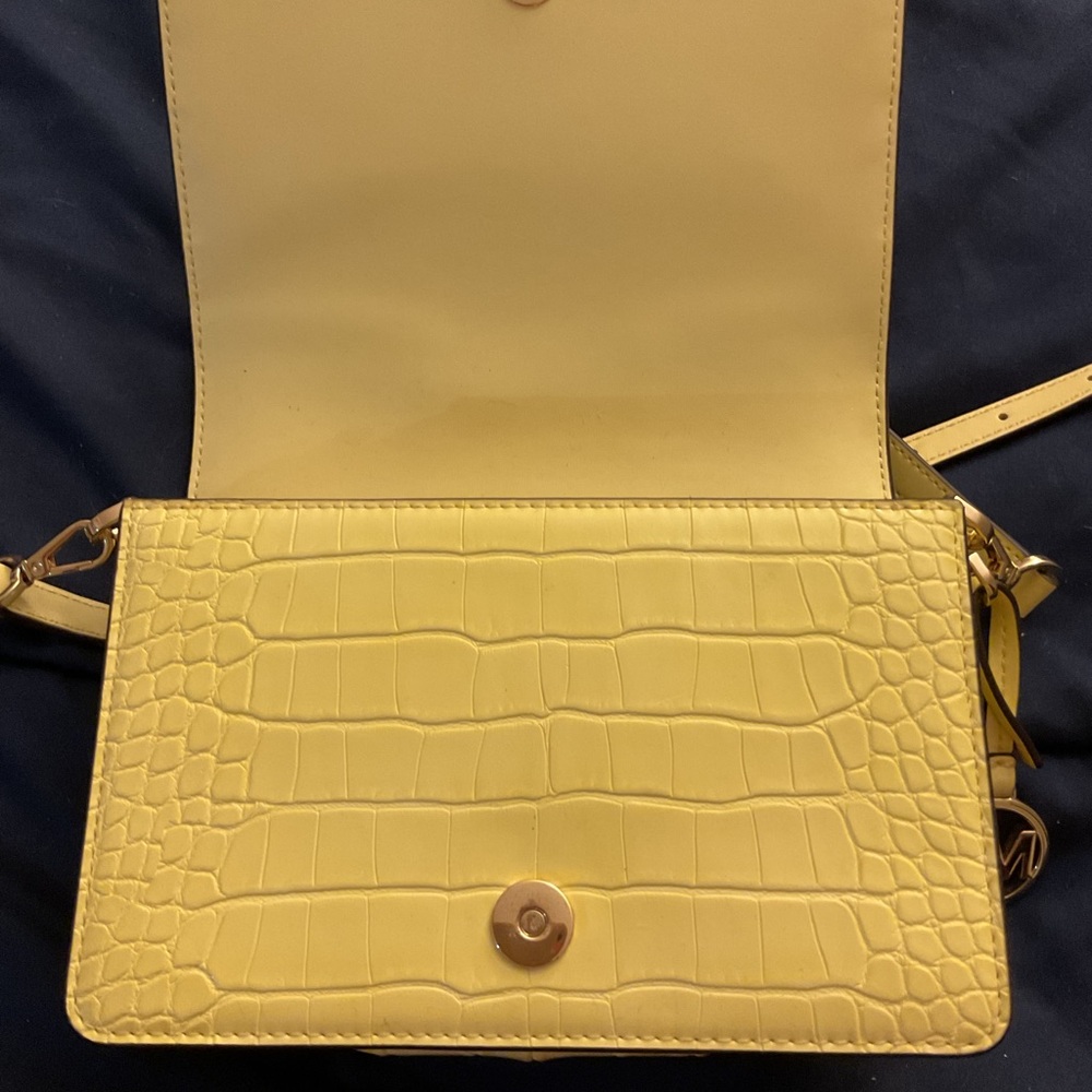 Michael Kors Yellow Croc-Embossed Crossbody - Picture 4 of 5